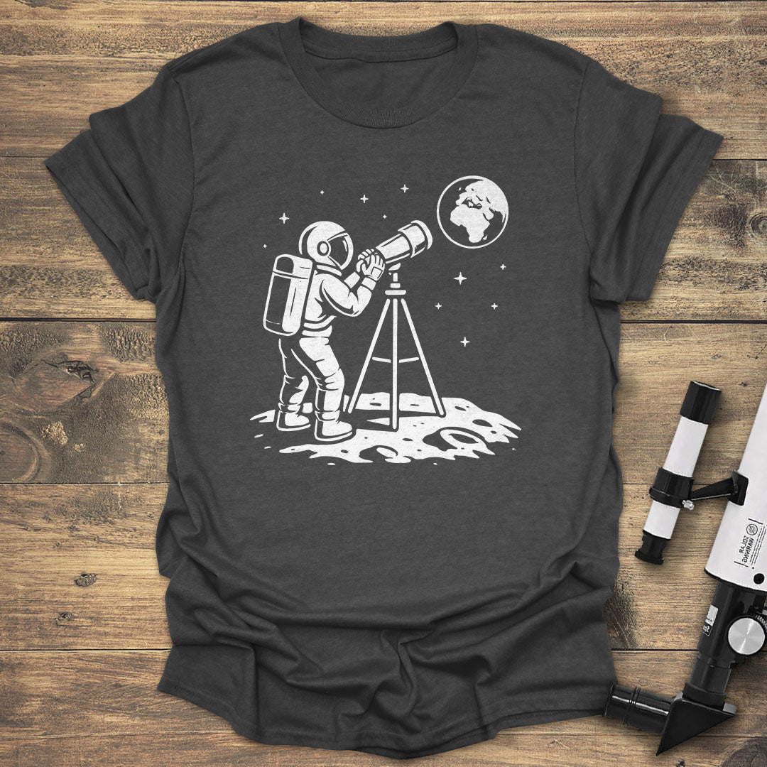 Astronaut Moon Telescope - Dark heather T-Shirt