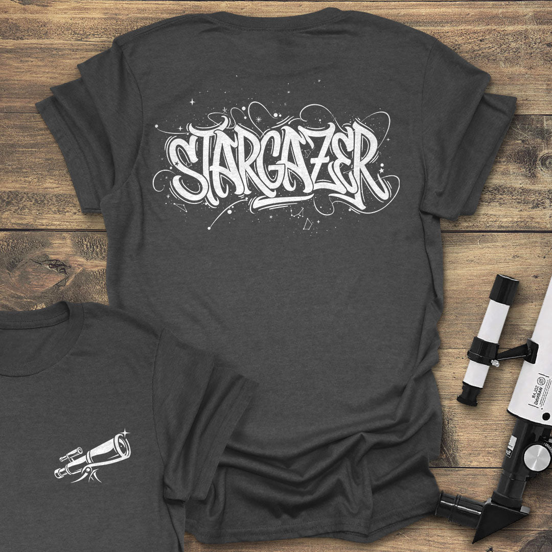 Stargazer Graffiti Back Print - Dark heather T-Shirt