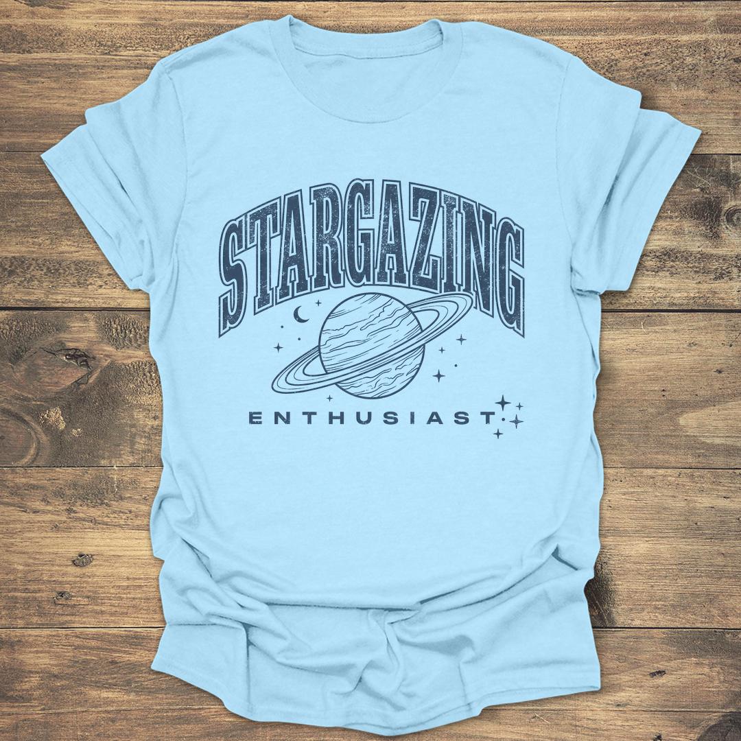 Stargazing Enthusiast Saturn - Light Blue T-Shirt