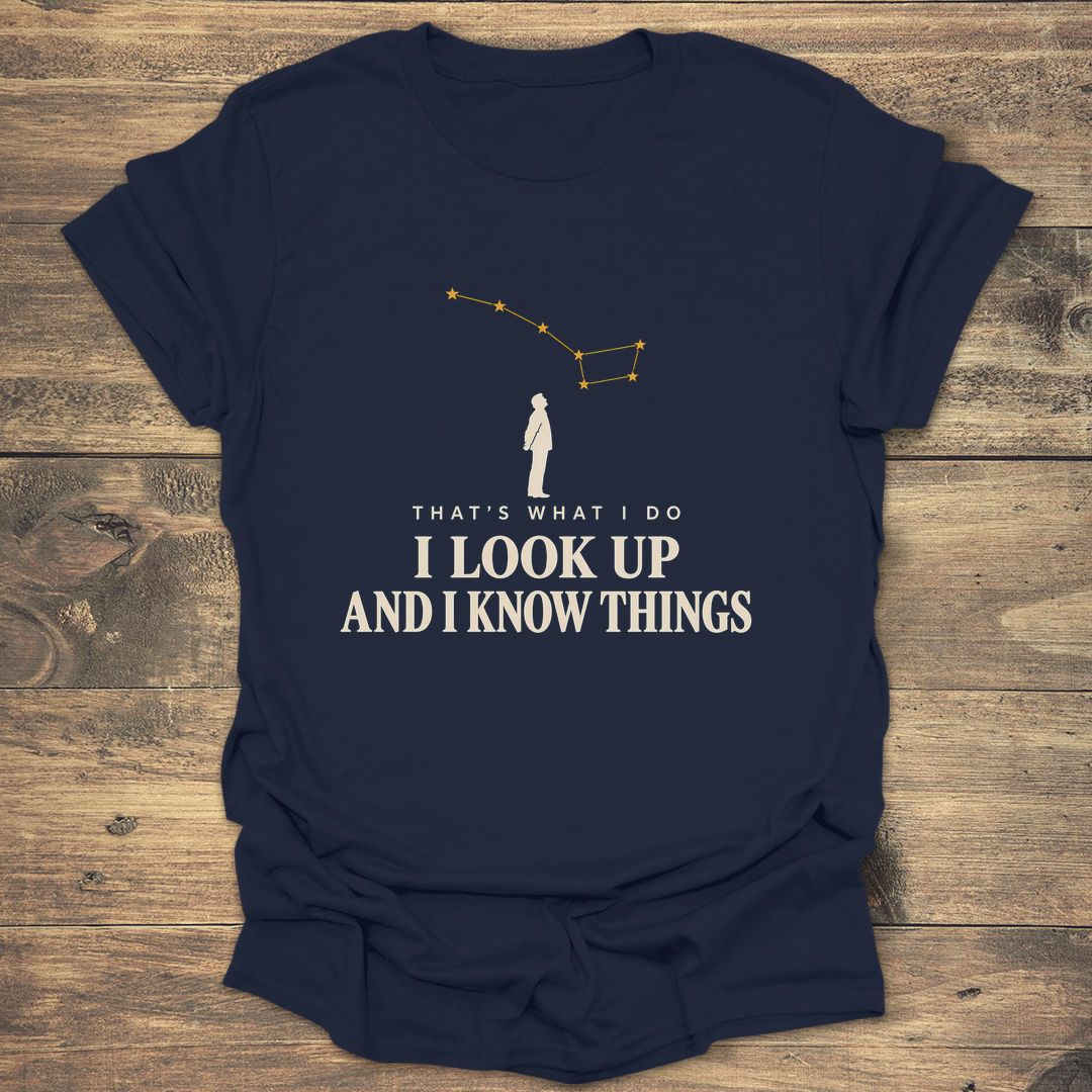 Look Up And Know Things - Navy t-shirt