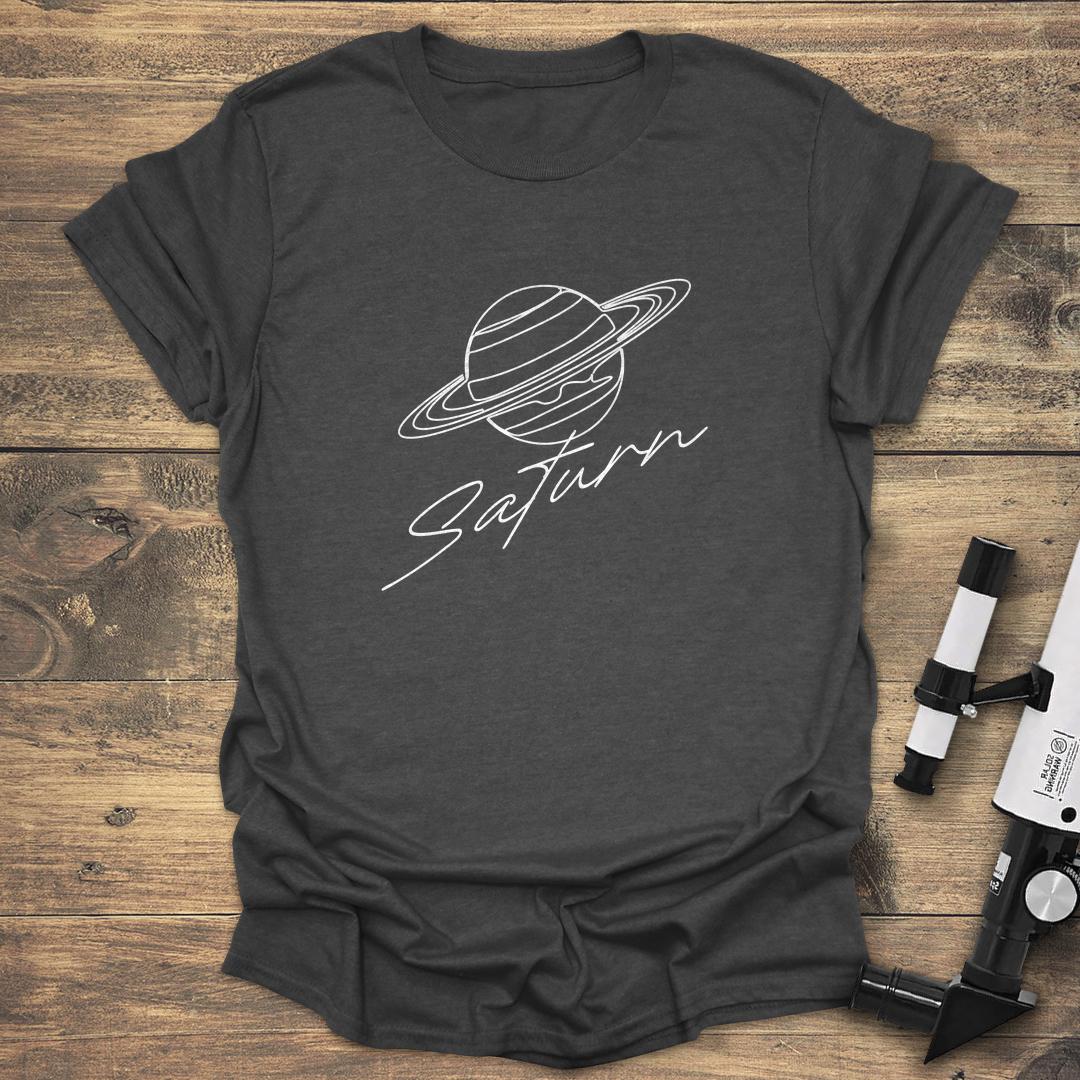 Saturn Lineart Illustration - Dark heather T-Shirt