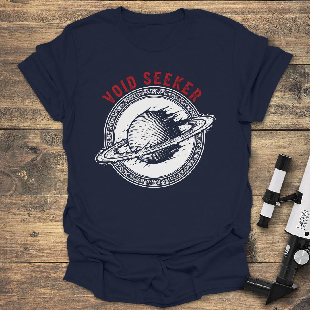Void Seeker Dark Aesthetic Saturn - Navy T-Shirt