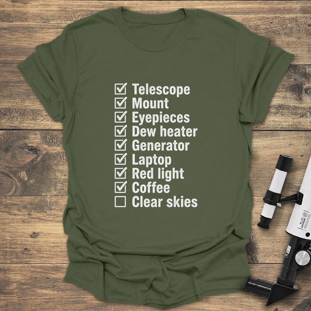 Funny Astronomy Checklist - Military Green T-Shirt