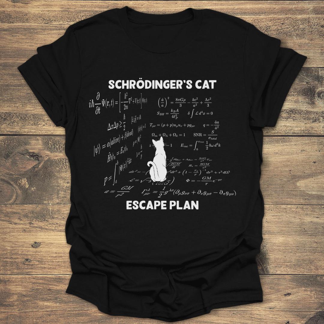 Schrödinger's Cat Escape Plan - Black T-Shirt