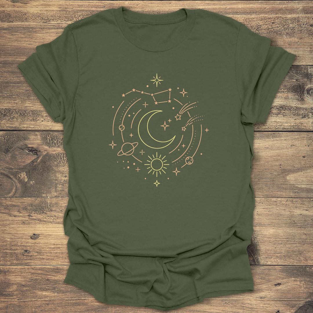 Circular Celestial Orbit - Military Green T-Shirt