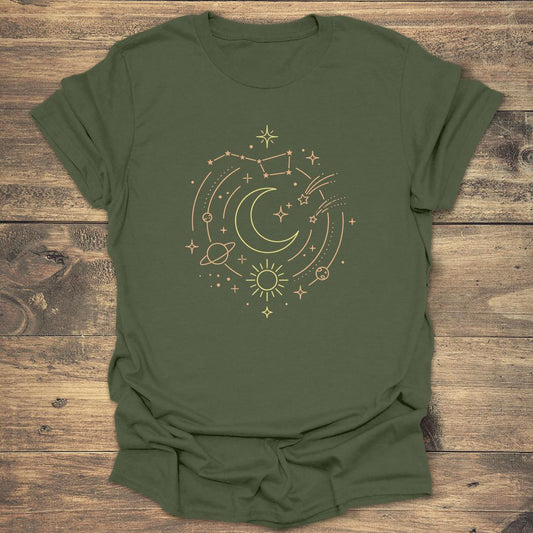 Circular Celestial Orbit - Military Green T-Shirt