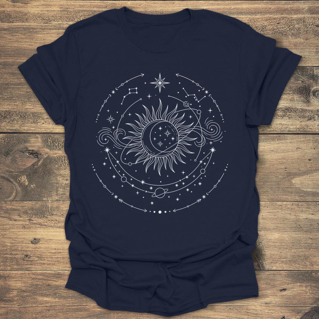 Celestial Sun and Moon - Navy T-Shirt