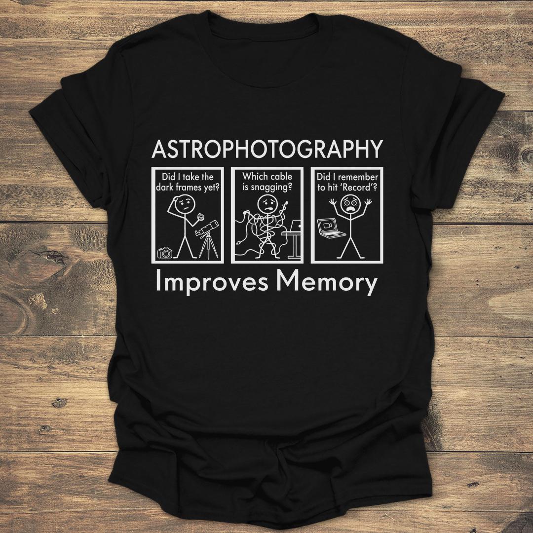 Astrophotography Improves Memory - Black T-Shirt