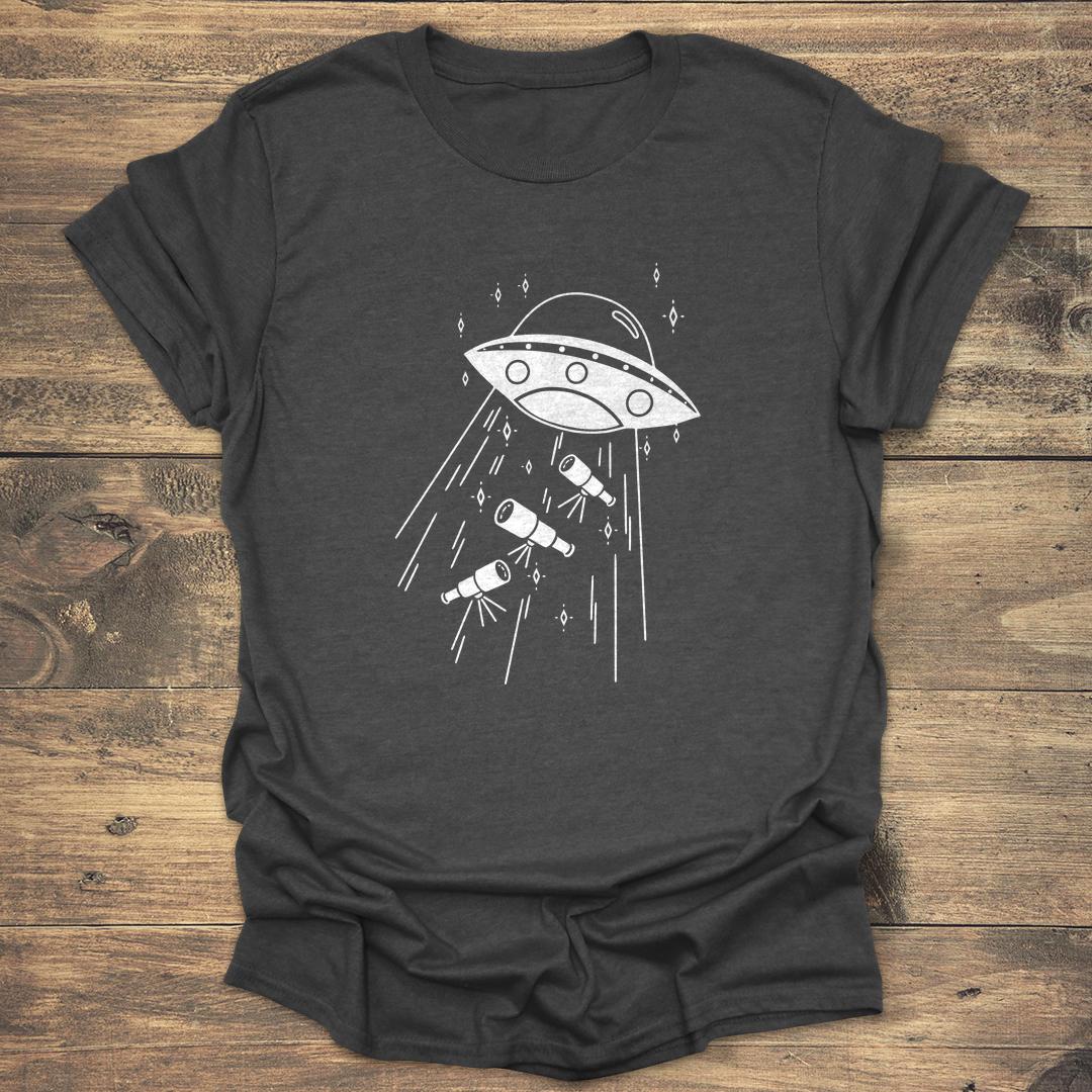 UFO Abducting Telescopes - Dark heather T-Shirt