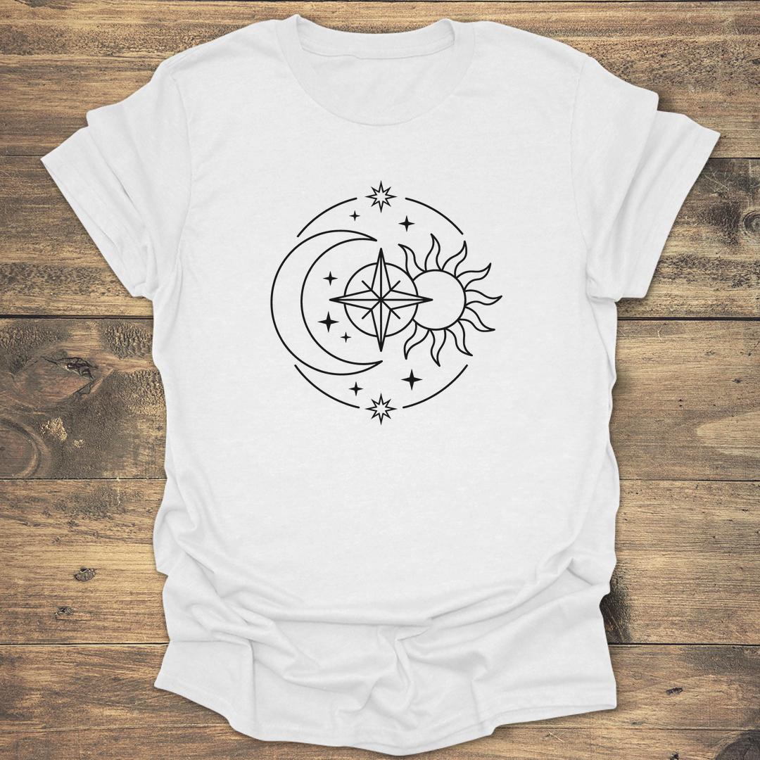 Gradient Celestial Sun and Moon - White T-Shirt