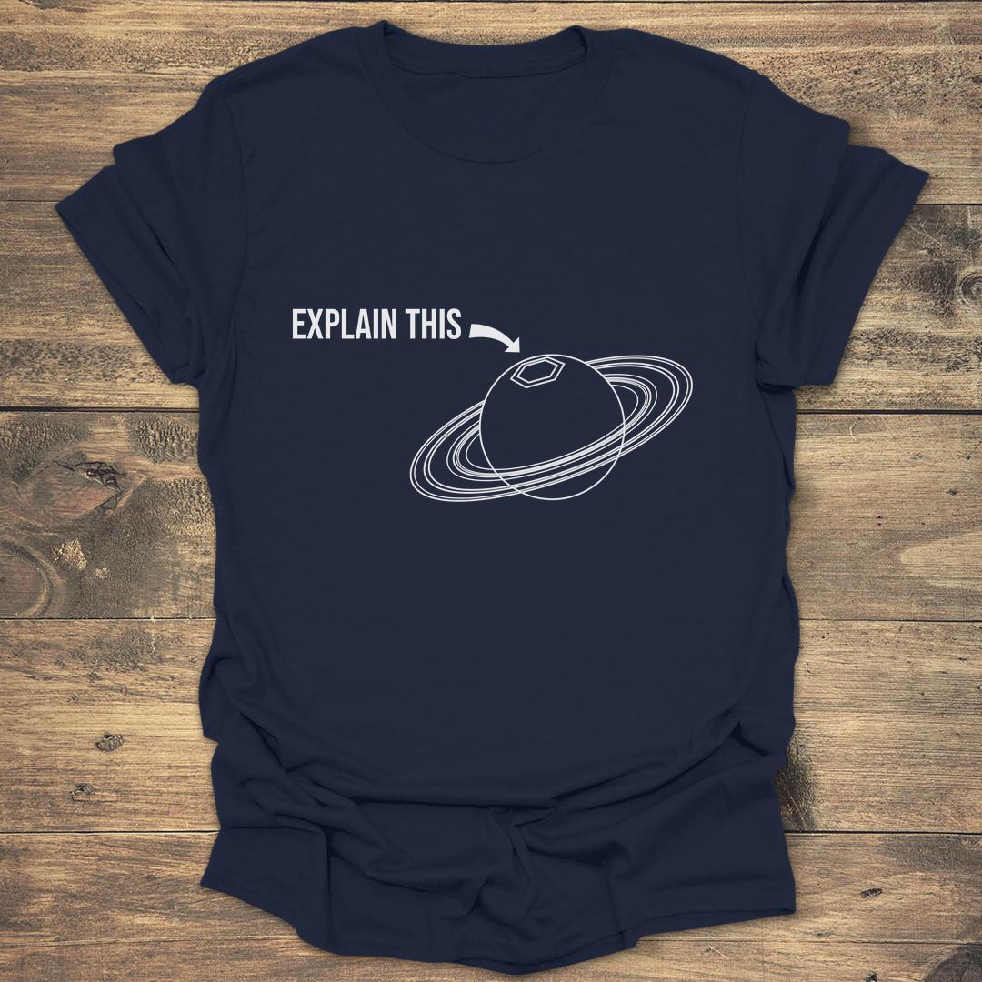 Explain This Saturn Hexagon - Navy T-Shirt