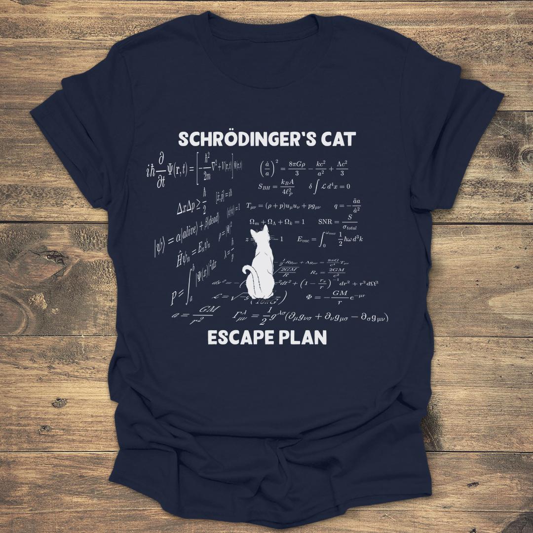 Schrödinger's Cat Escape Plan - Navy T-Shirt