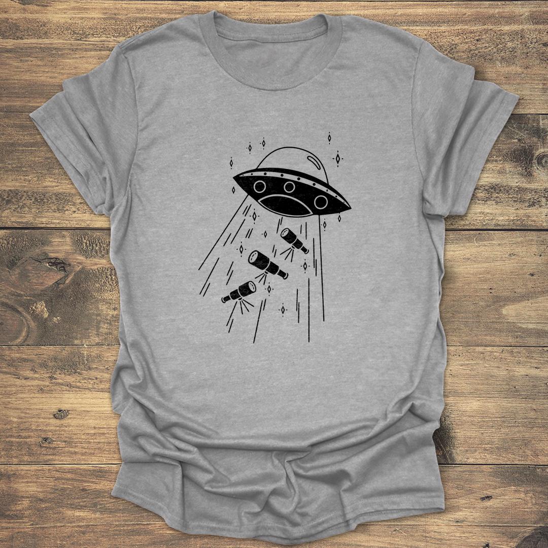 UFO Abducting Telescopes - Sport Grey T-Shirt