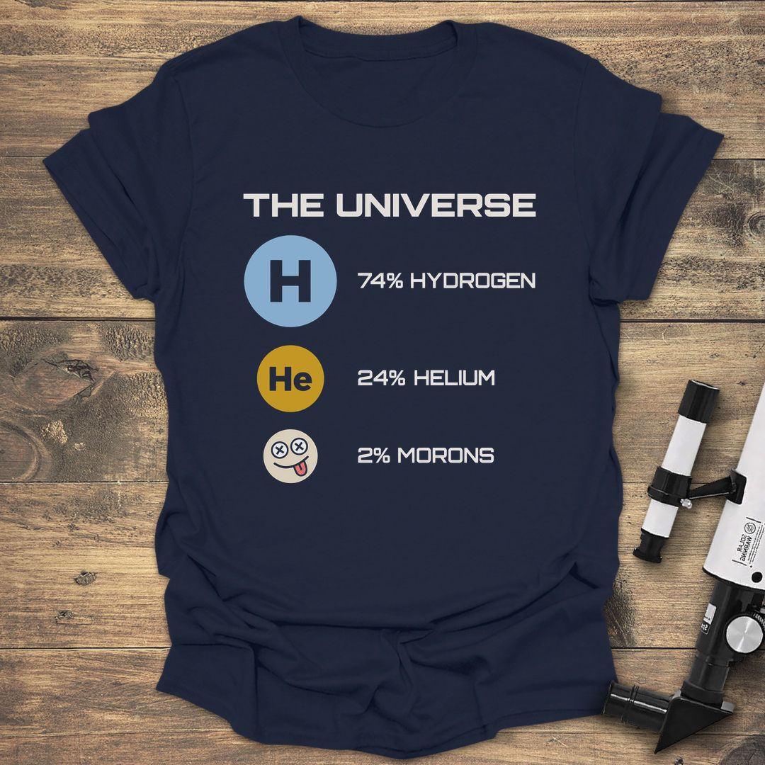 Universe 74% Hydrogen Humor - Navy t-shirt