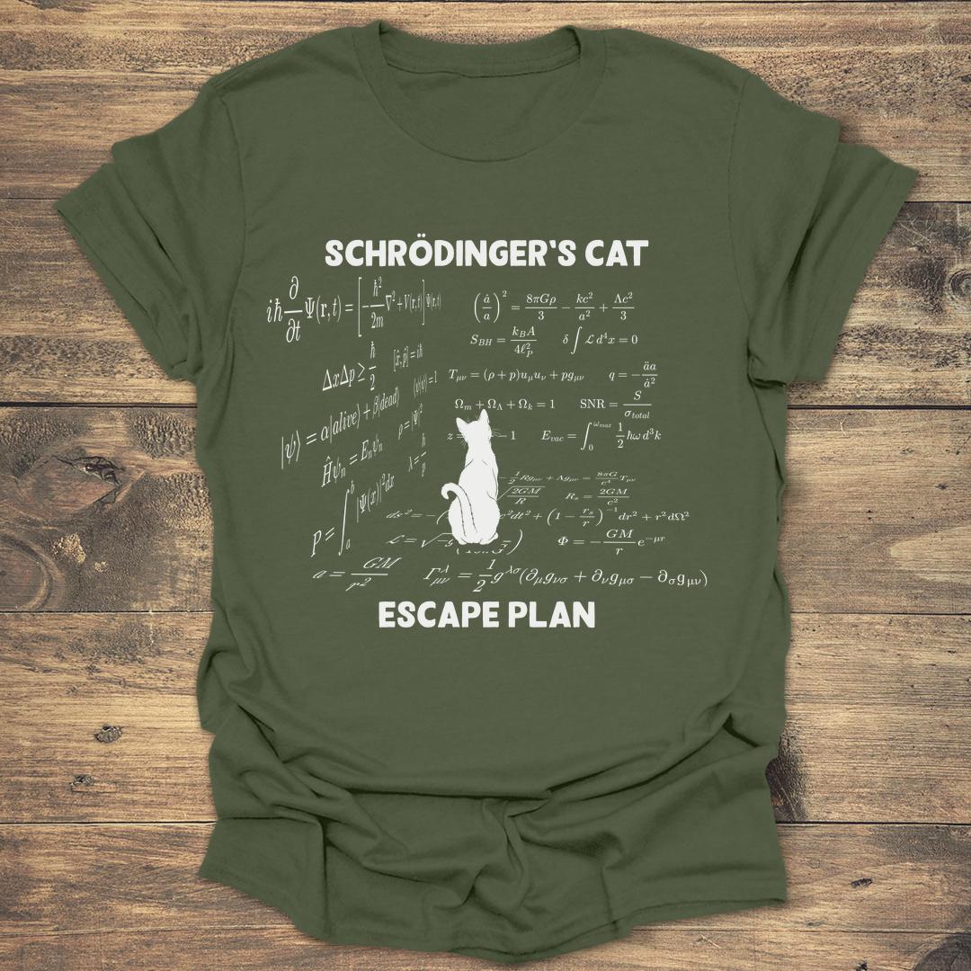 Schrödinger's Cat Escape Plan - Military Green T-Shirt