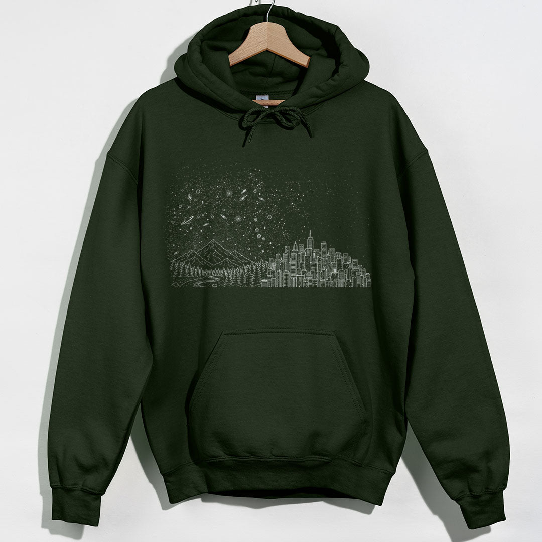 Bortle Scale Line Art Hoodie - Forest Green Hoodie