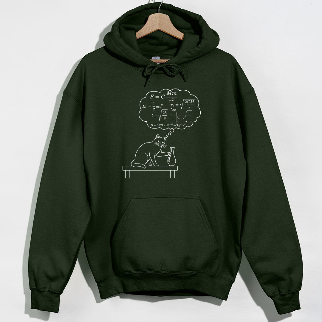 Physics Cat Gravity Equations Hoodie - Forest Green Hoodie