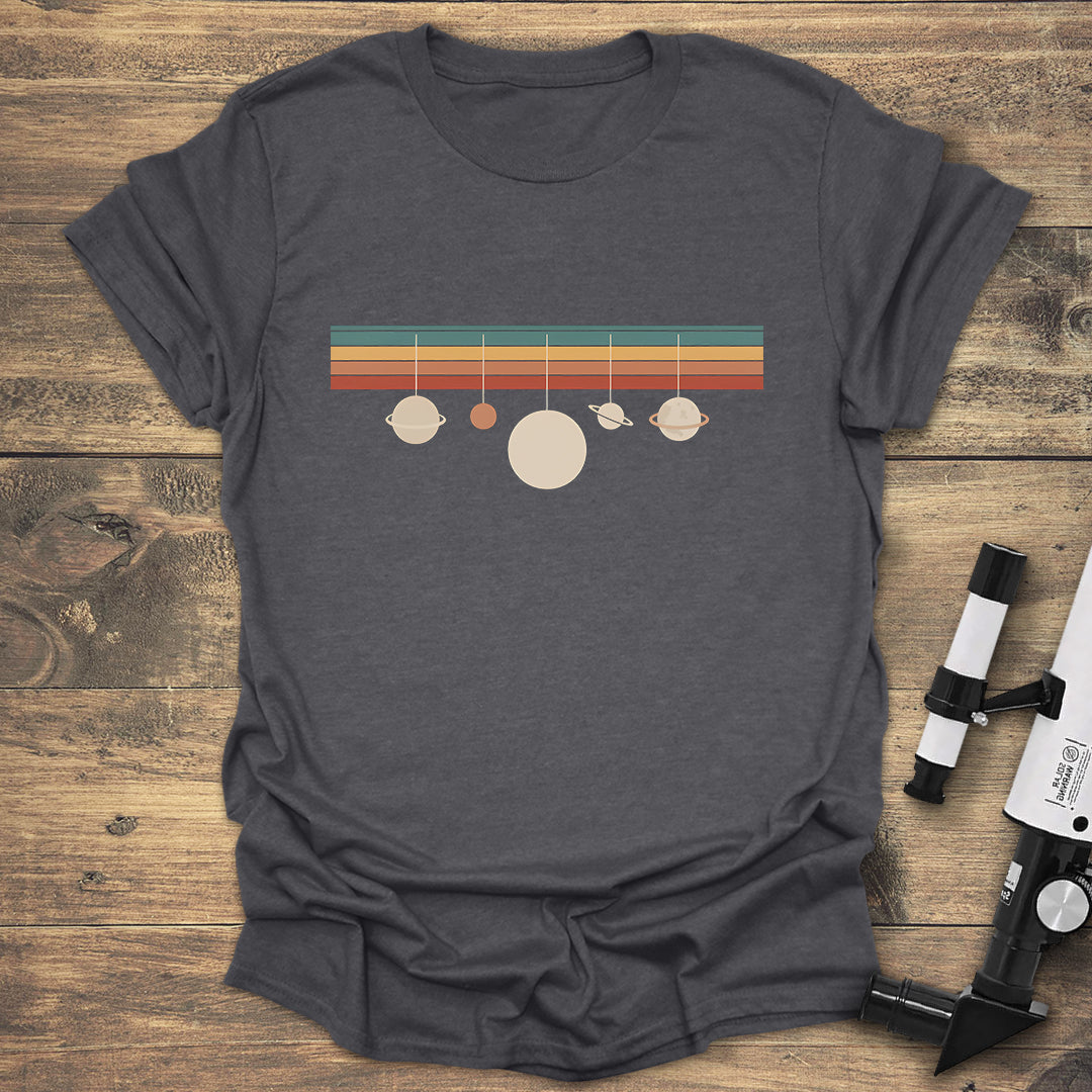 Retro Planets Minimalist Space T-Shirt