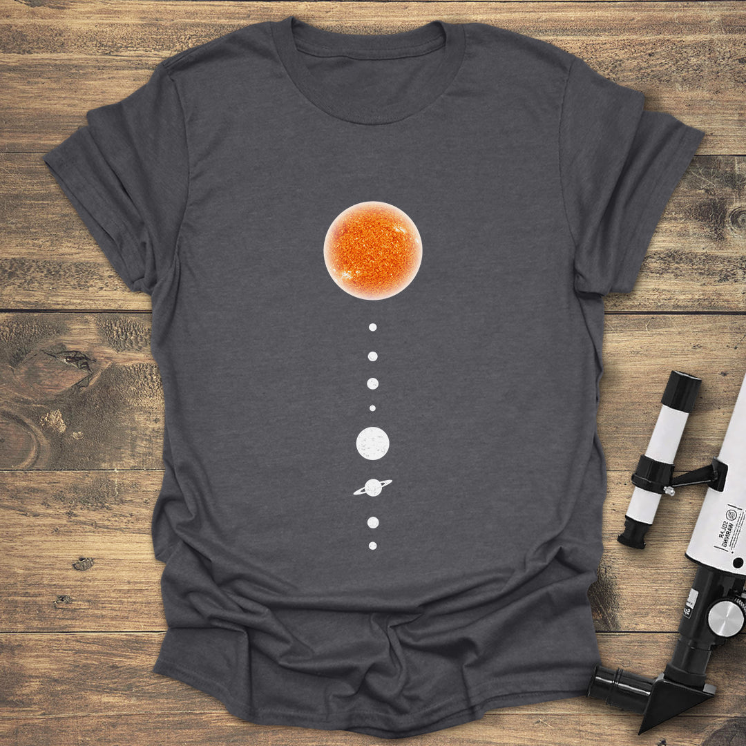 Solar System Alignment T-Shirt | Minimalist Space Lover Tee