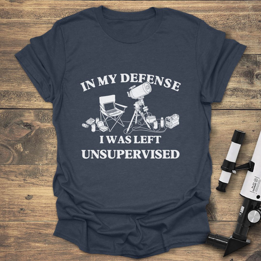 In My Defense I Was Left Unsupervised - Heather Navy T-Shirt