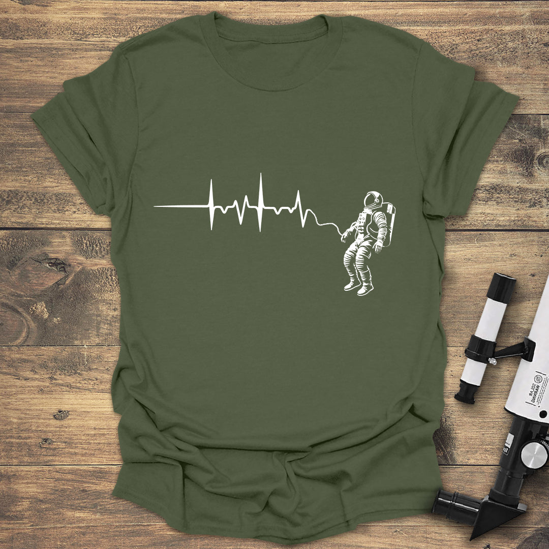 Astronaut Heartbeat - Military Green T-Shirt