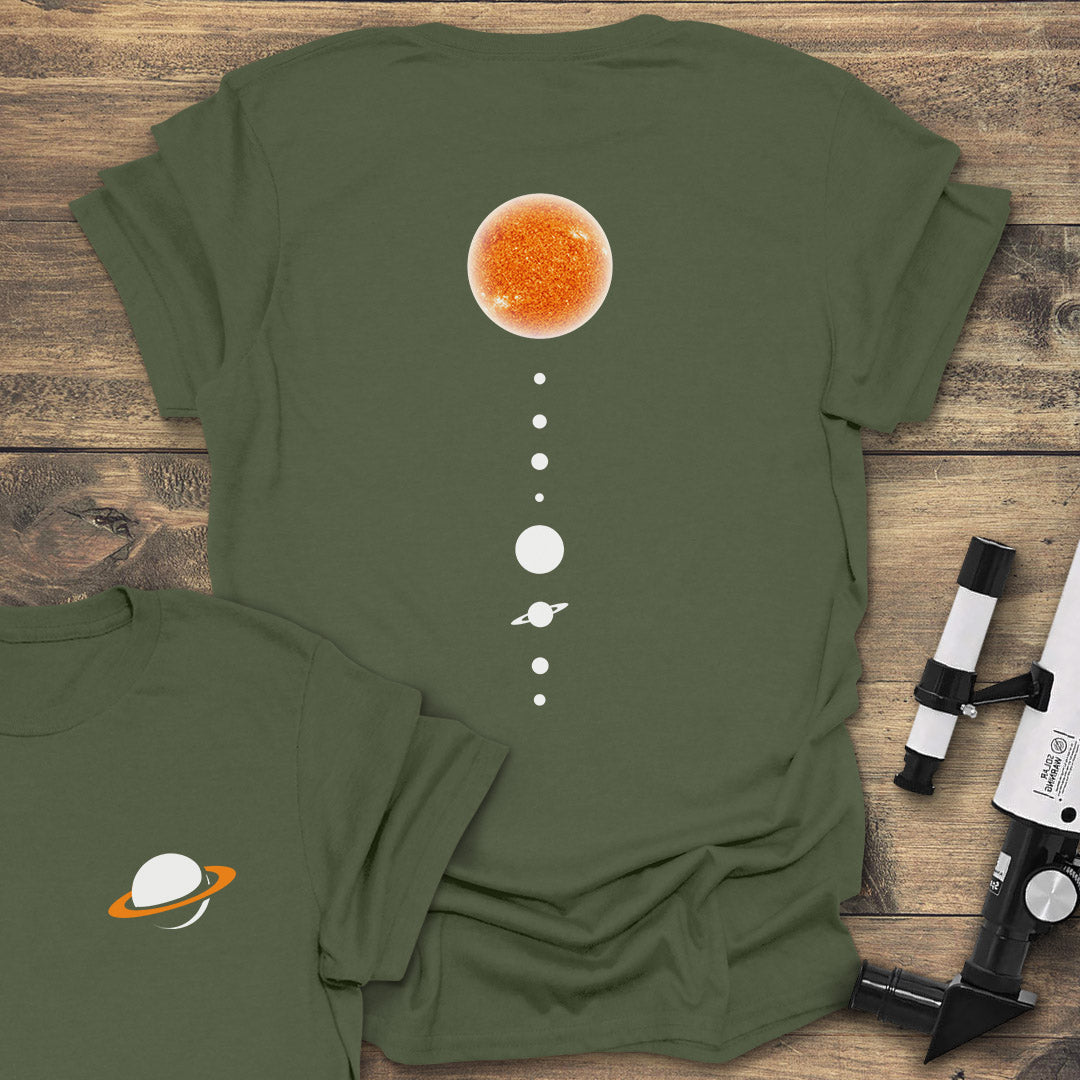 Solar System Back - Military Green T-Shirt