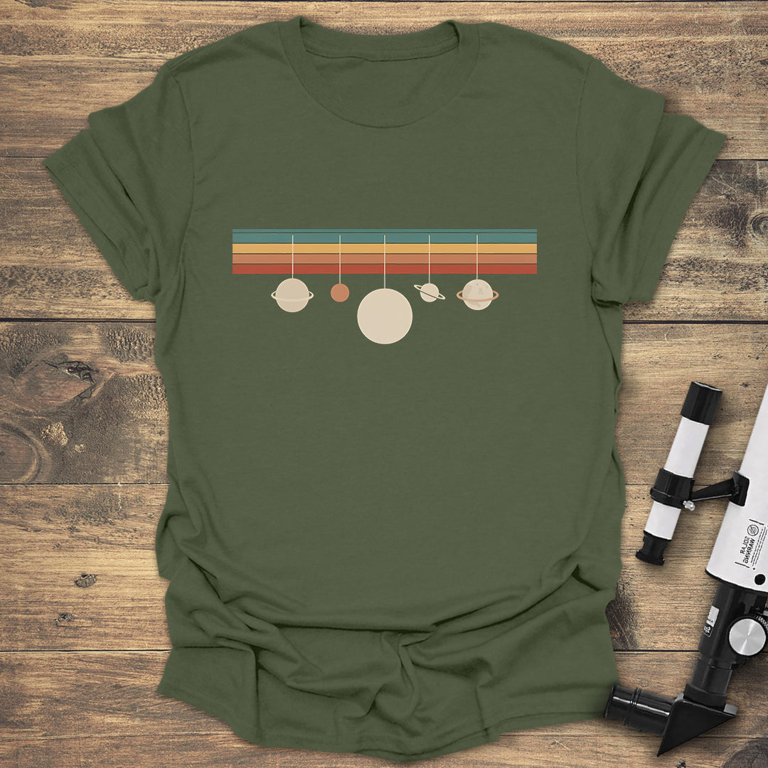 Retro Planets Minimalist Space T-Shirt