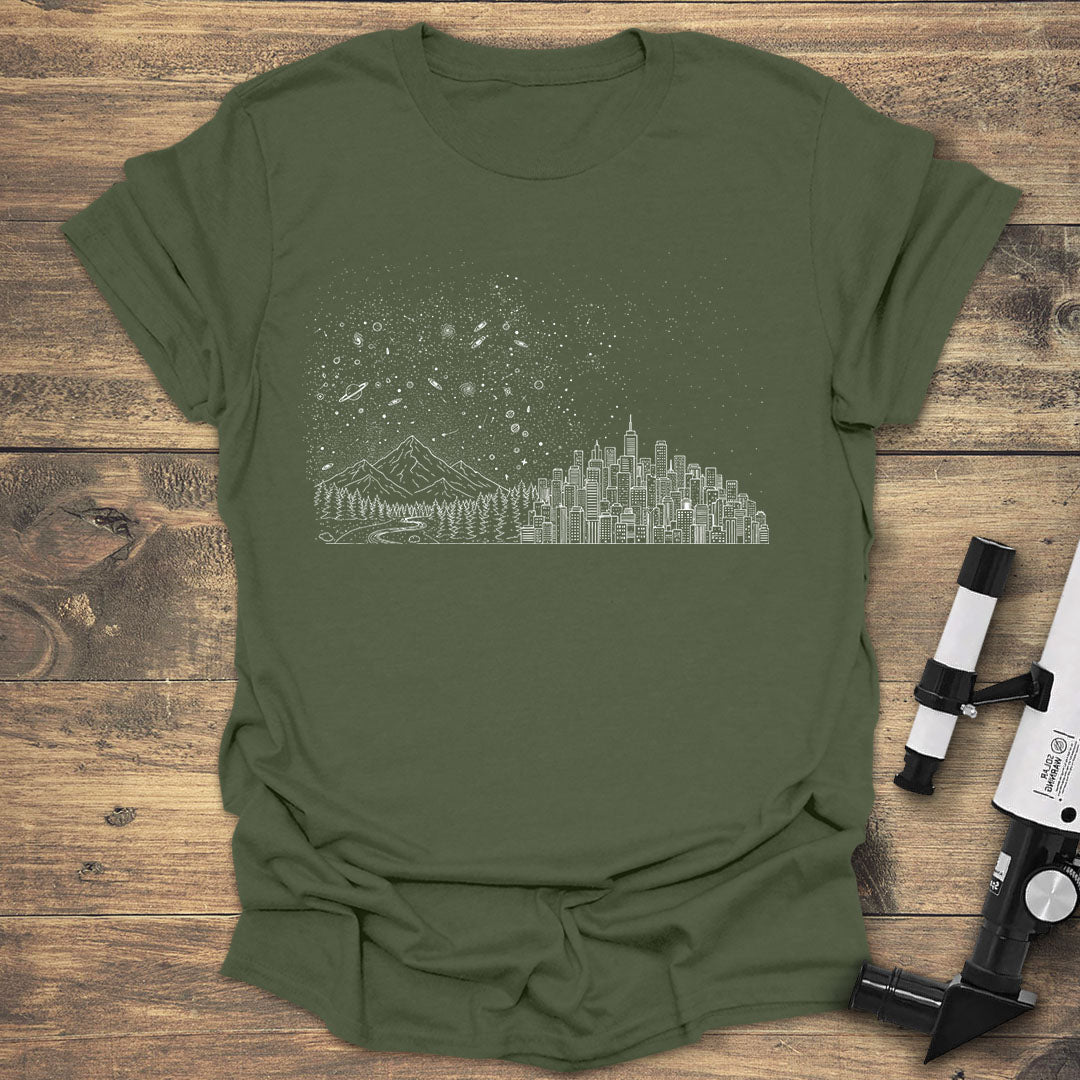 Bortle Scale Line Art - Military Green T-Shirt