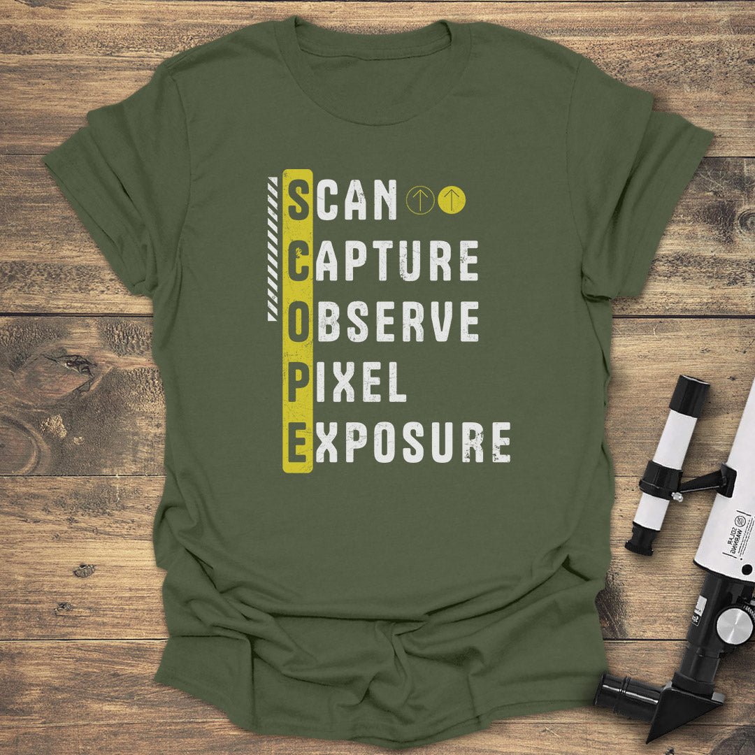 SCOPE Astrophotography Acronym - Military Green T-Shirt