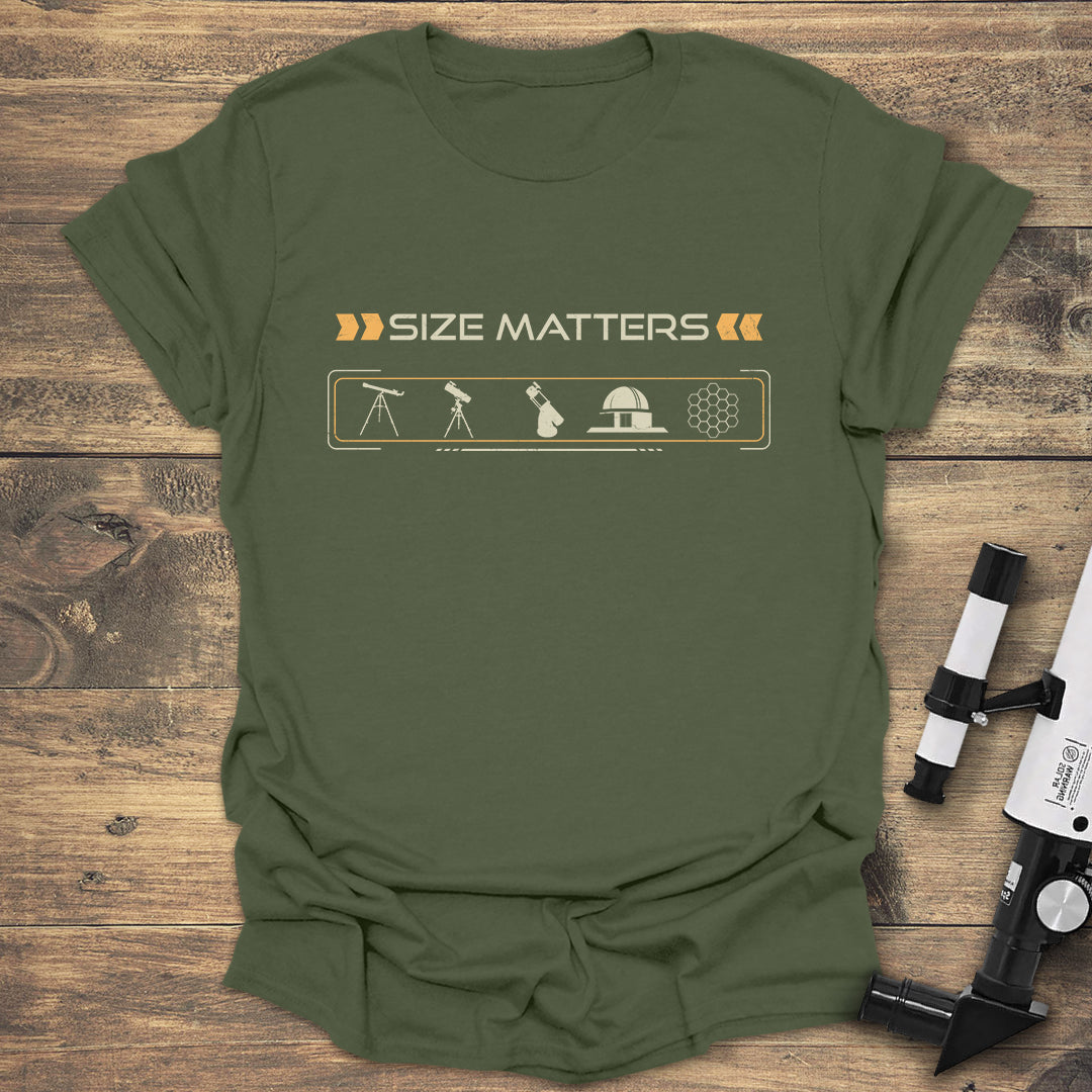 Size Matters Telescope - Military Green T-Shirt