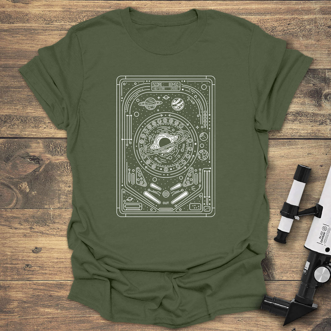Space Pinball - Military Green T-Shirt