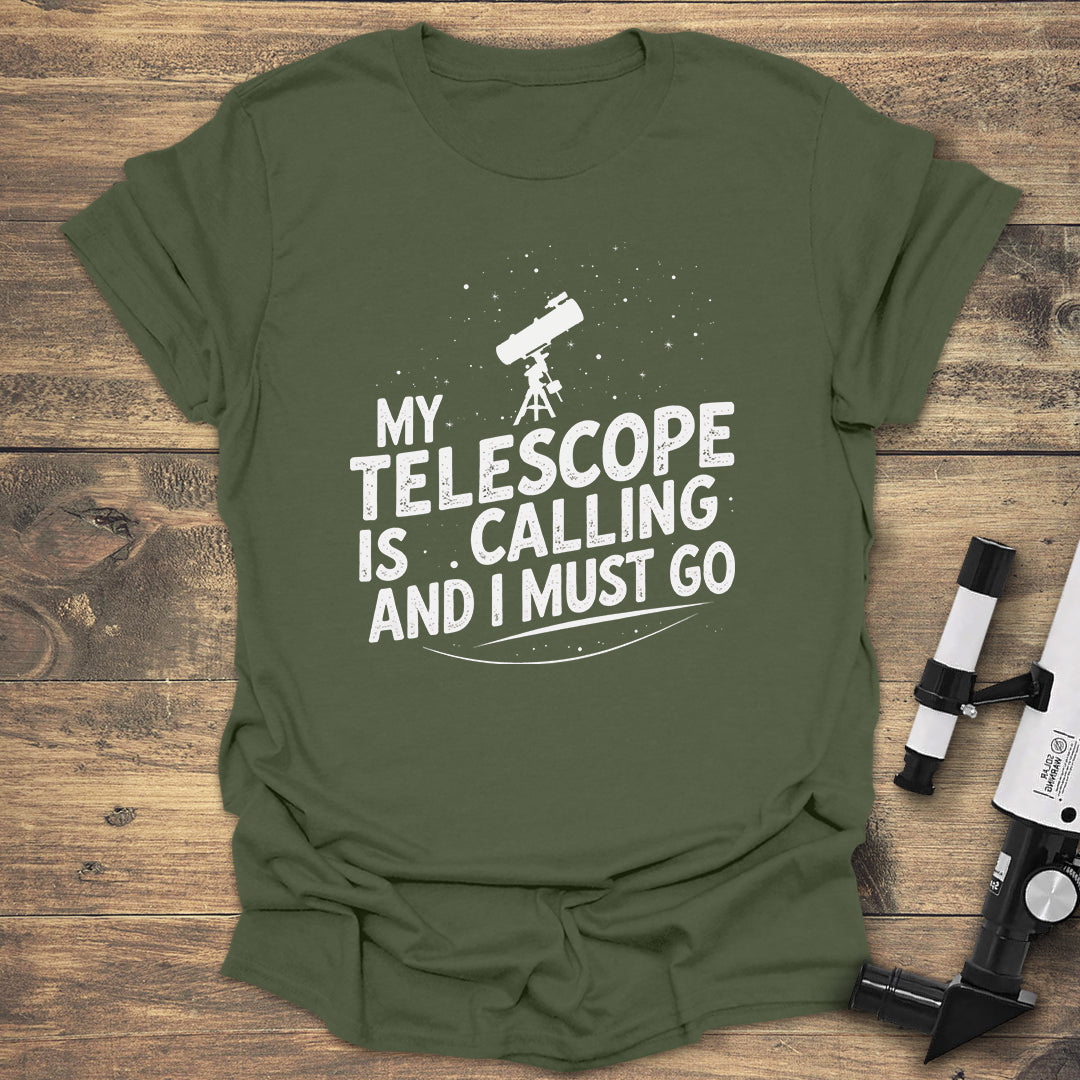 Telescope Calling - Military Green T-Shirt