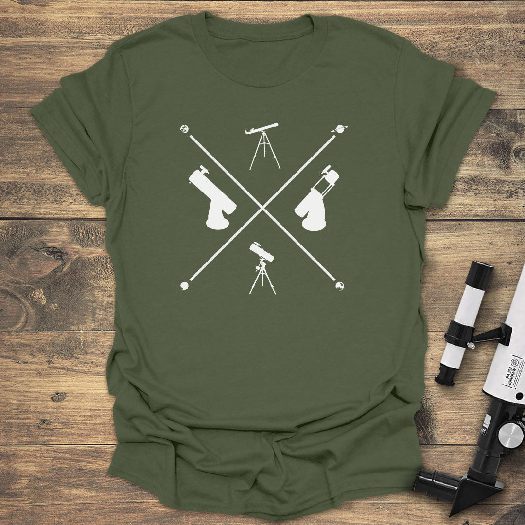 Telescope Crossed Design - Military Green T-Shirt