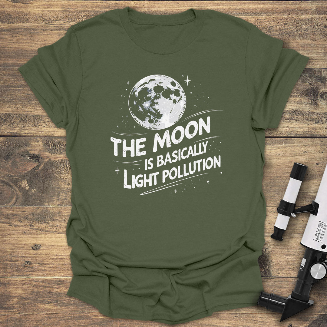 Moon Light Pollution - Military Green T-Shirt