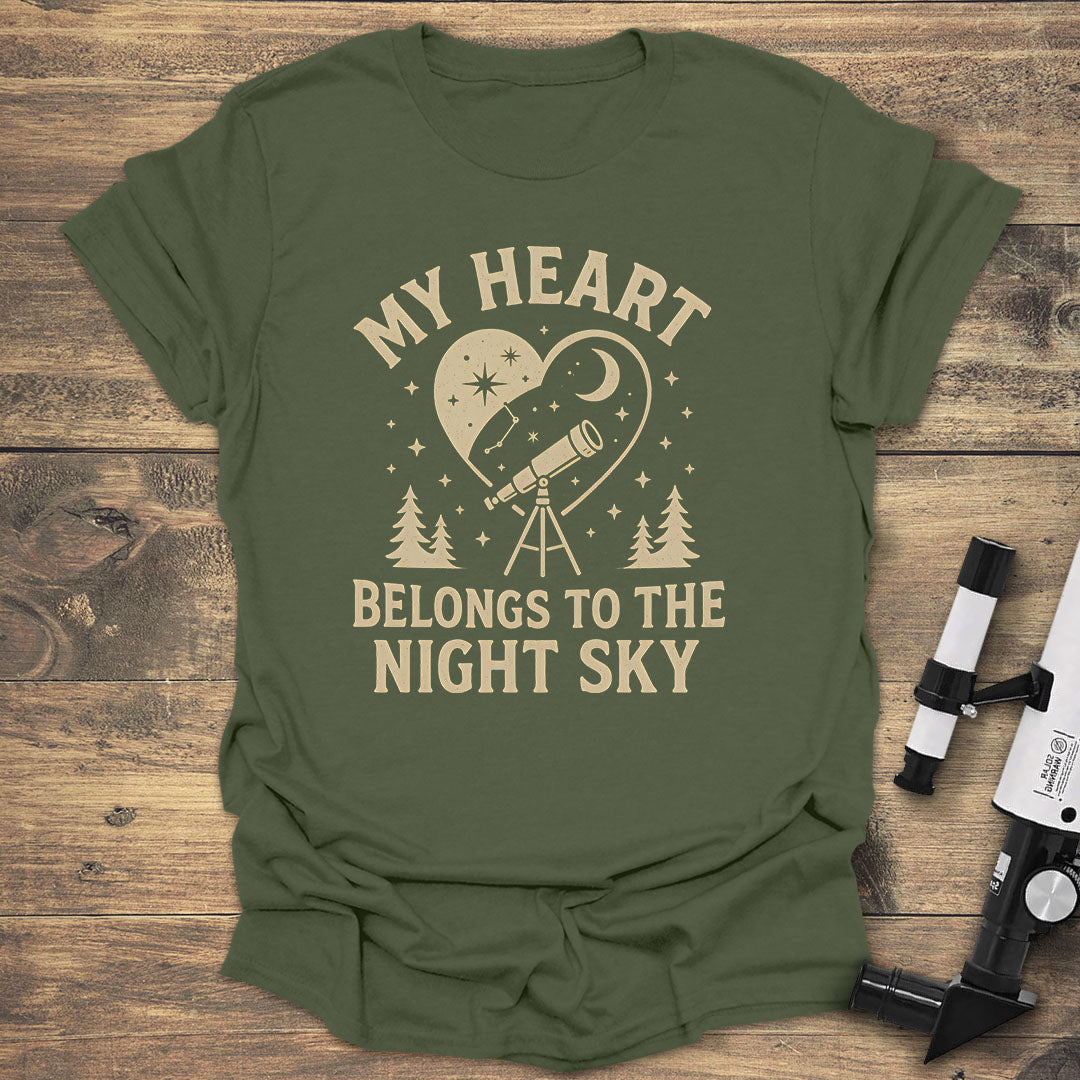 My Heart Belongs to the Night Sky - Military Green T-Shirt