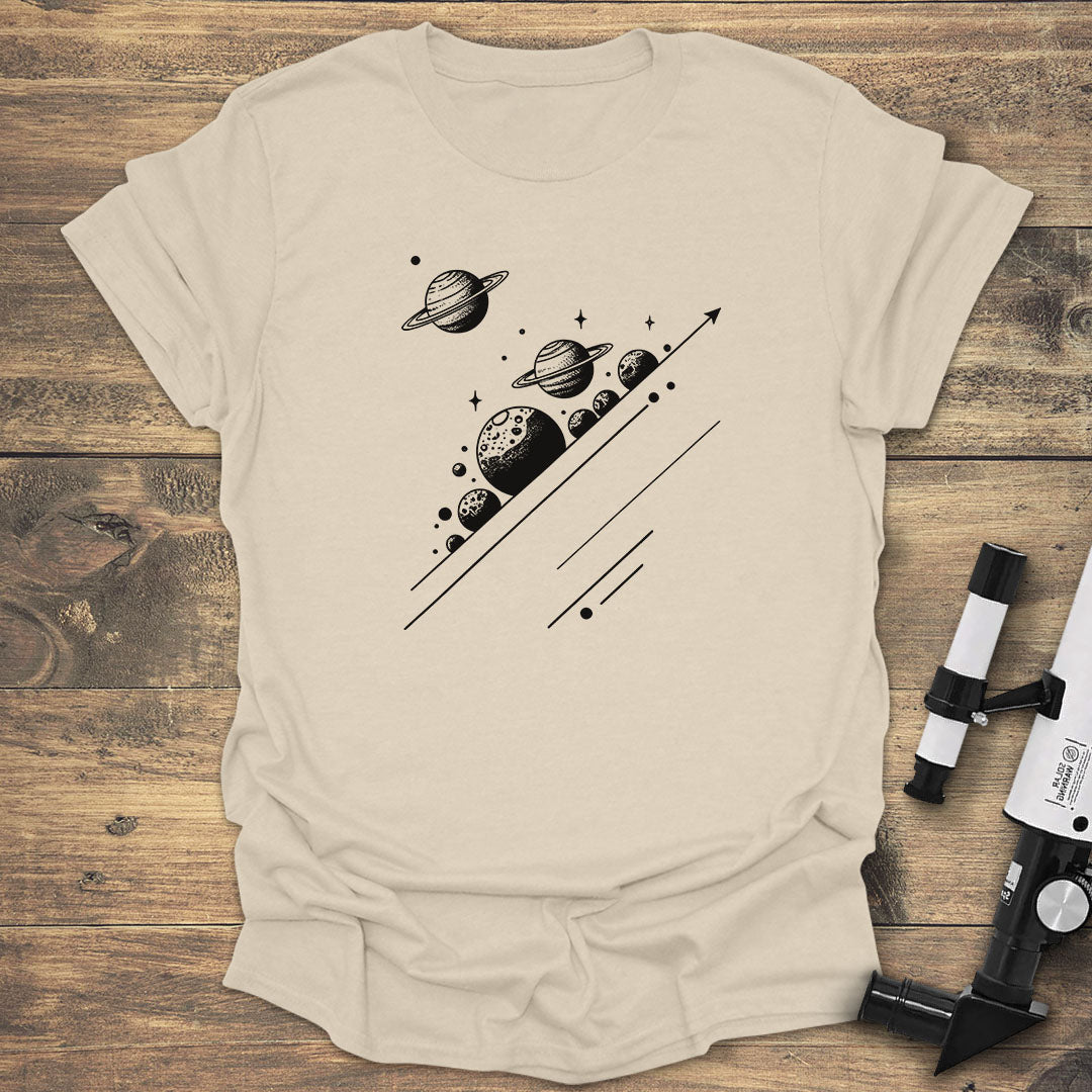 Orbiting Planets Minimalist - Natural T-Shirt