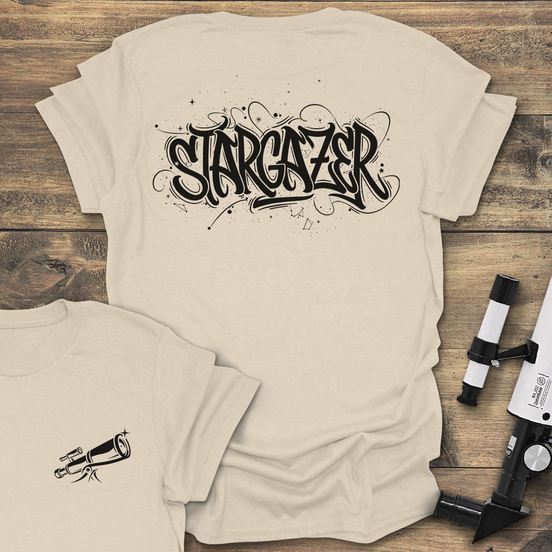 Stargazer Graffiti Back Print - Natural T-Shirt
