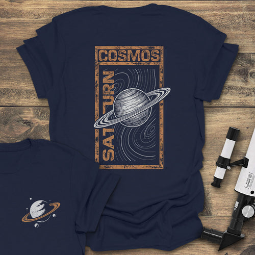 Cosmos Saturn Engraving - Navy T-Shirt