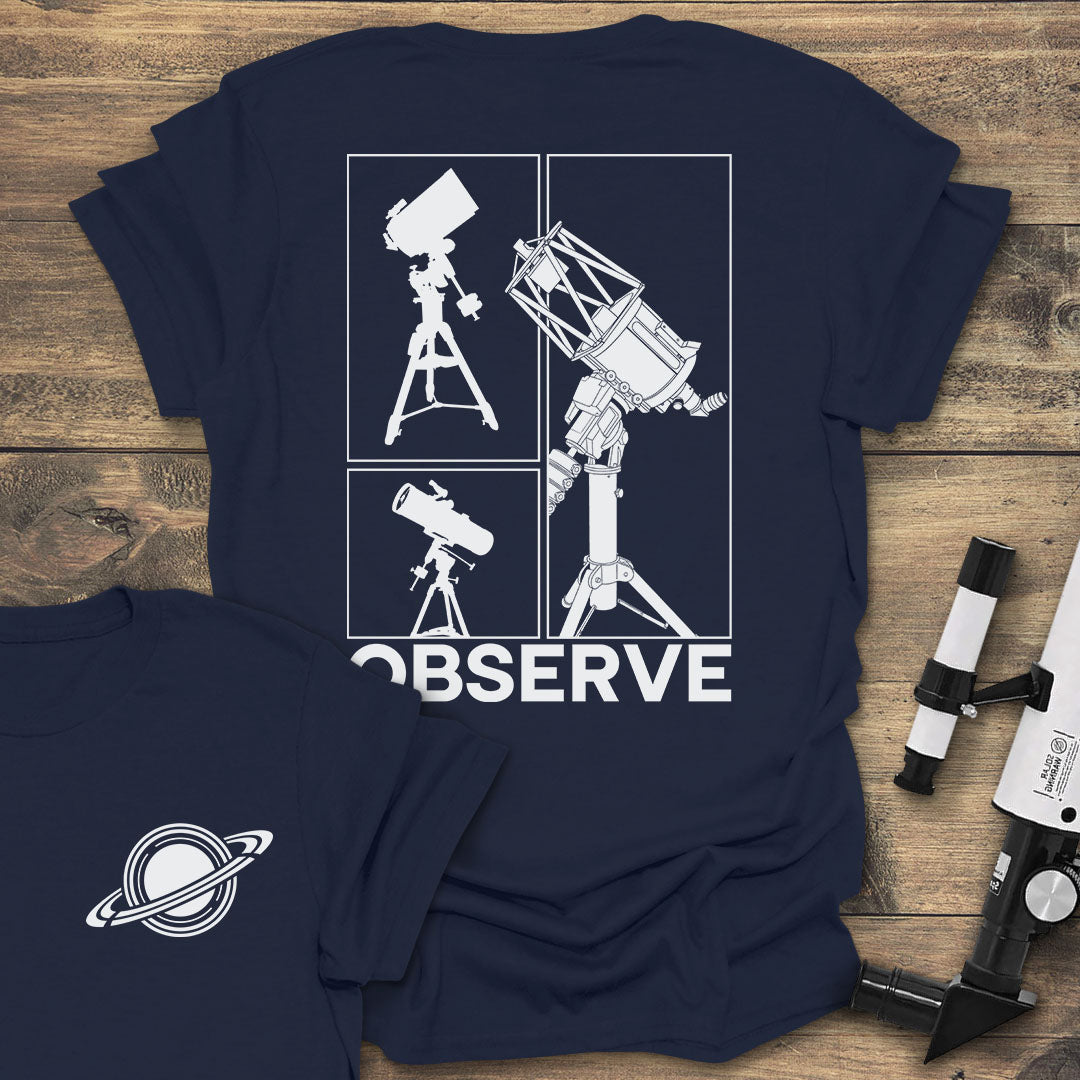 Observe Minimalist Telescope Back - Navy T-Shirt