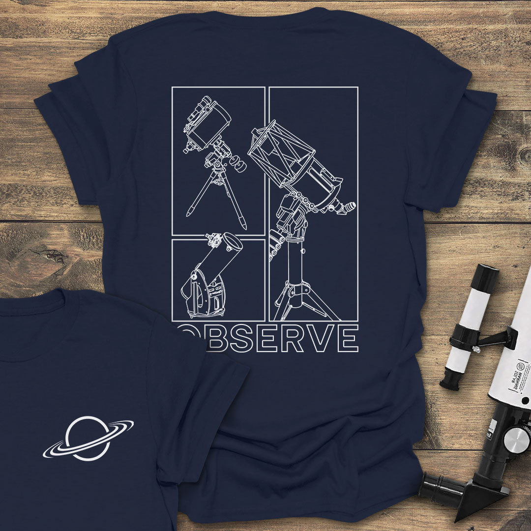Observe Technical Line Art - Navy T-Shirt