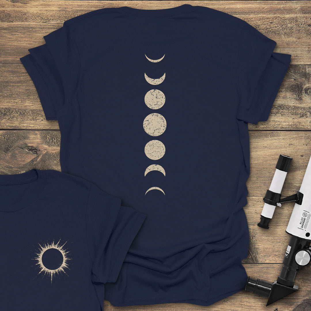Moon Phases Back Print - Navy T-Shirt