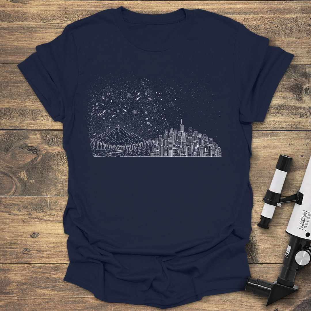 Bortle Scale Line Art - Navy T-Shirt