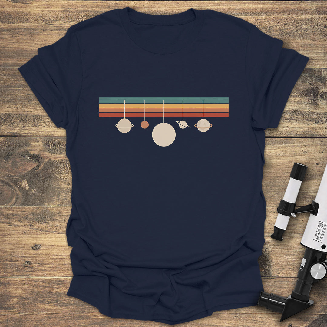 Retro Planets Minimalist Space T-Shirt