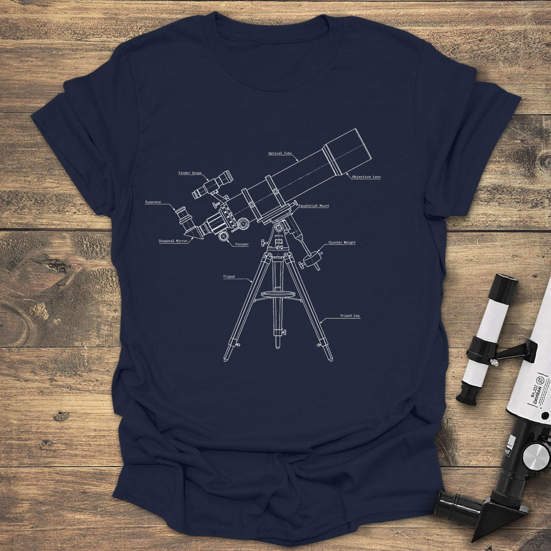 Telescope Blueprint - Navy T-Shirt