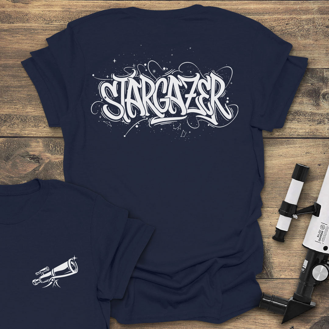 Stargazer Graffiti Back Print - Navy T-Shirt