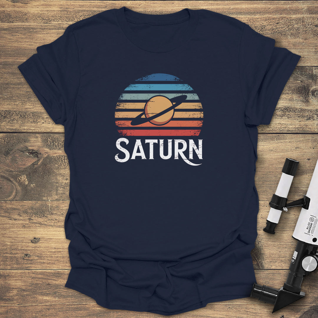 Retro Saturn Planet - Navy T-Shirt