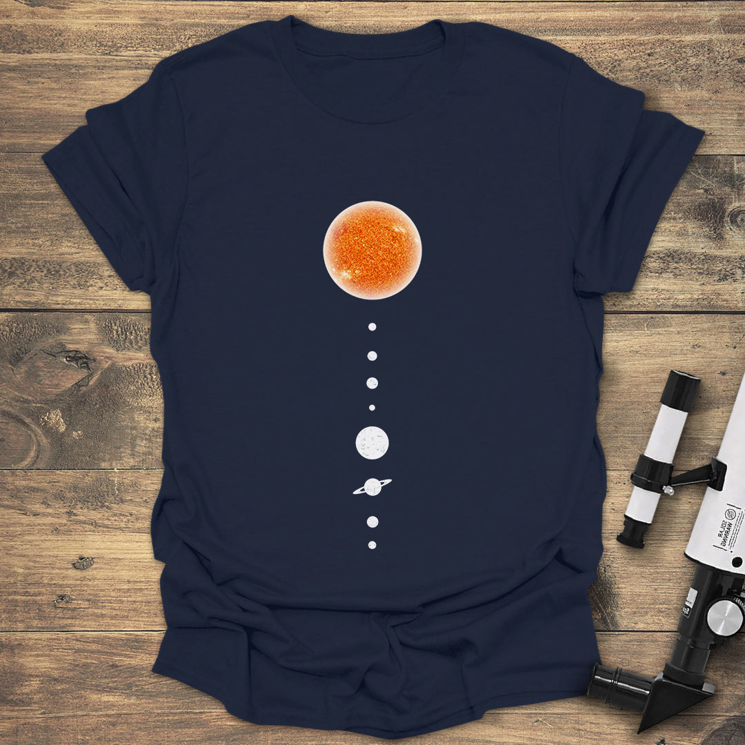 Solar System Alignment T-Shirt | Minimalist Space Lover Tee