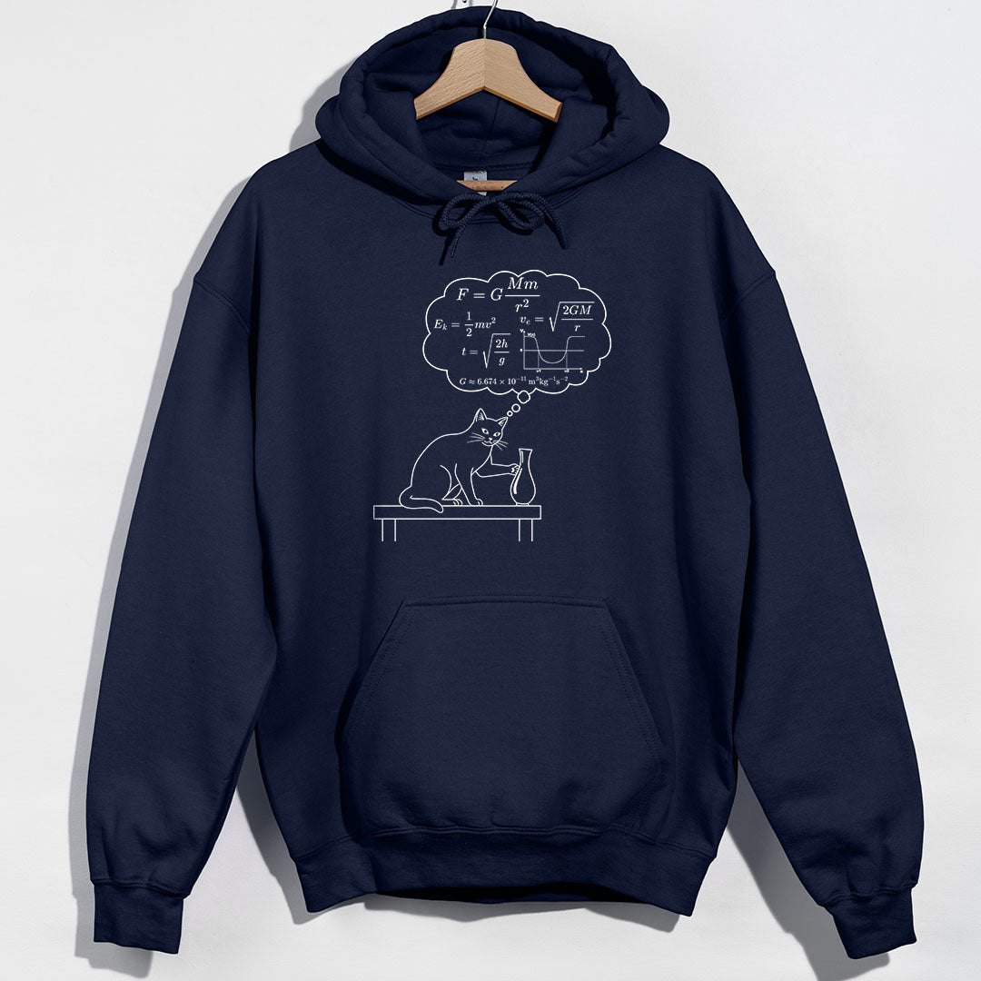 Physics Cat Gravity Equations Hoodie - Navy Hoodie