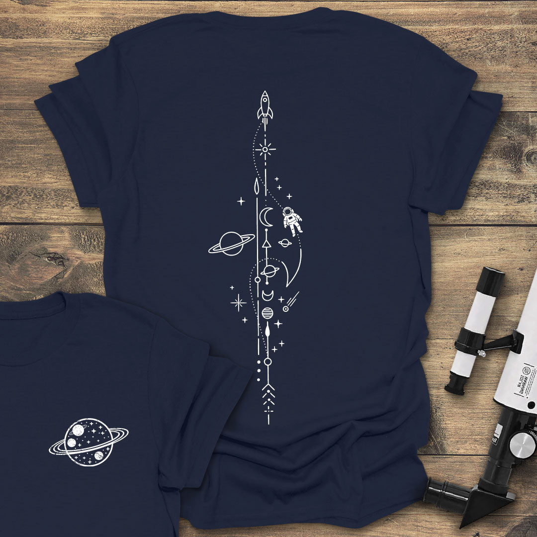 Rocket & Astronaut Back Print - Navy T-Shirt