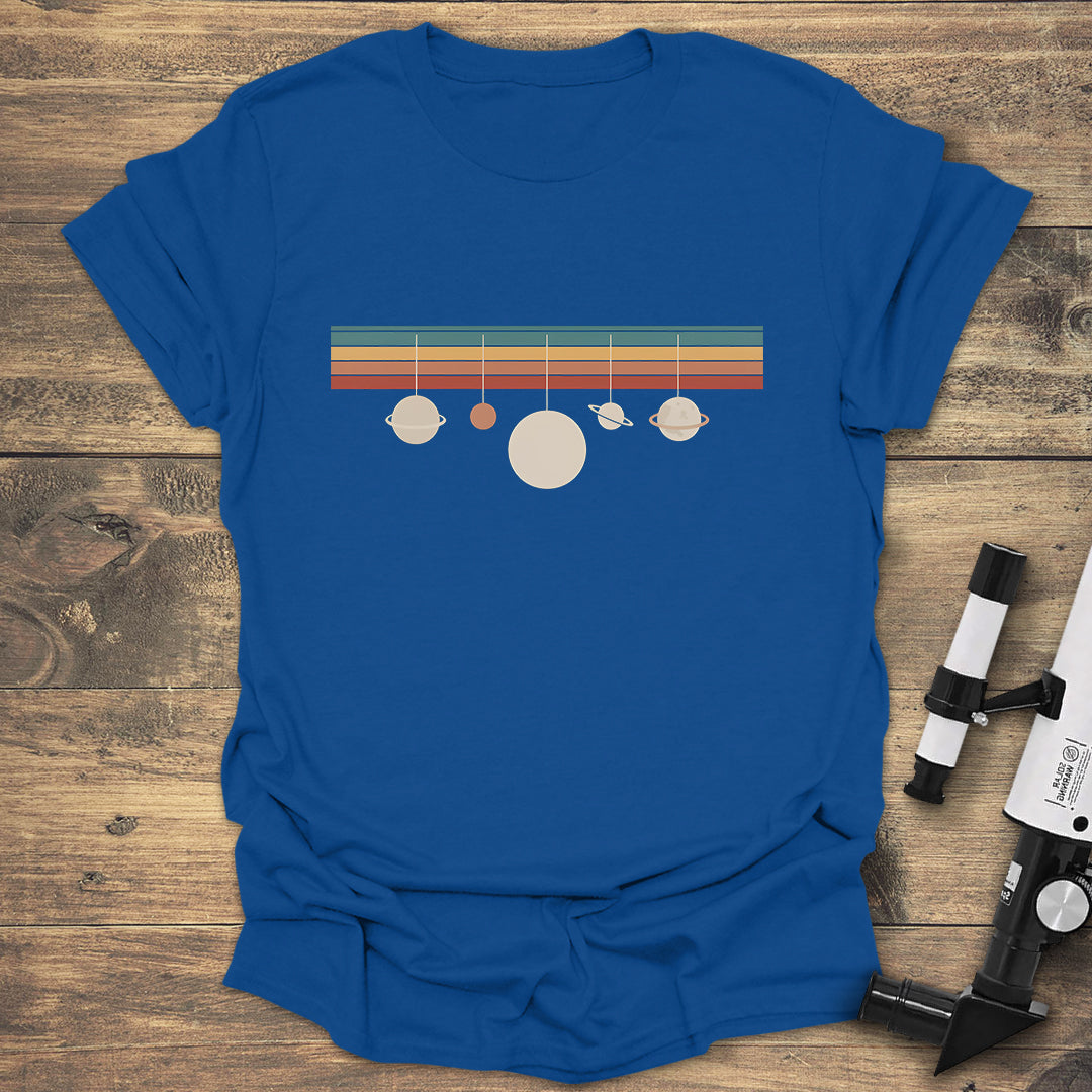 Retro Planets Minimalist Space T-Shirt